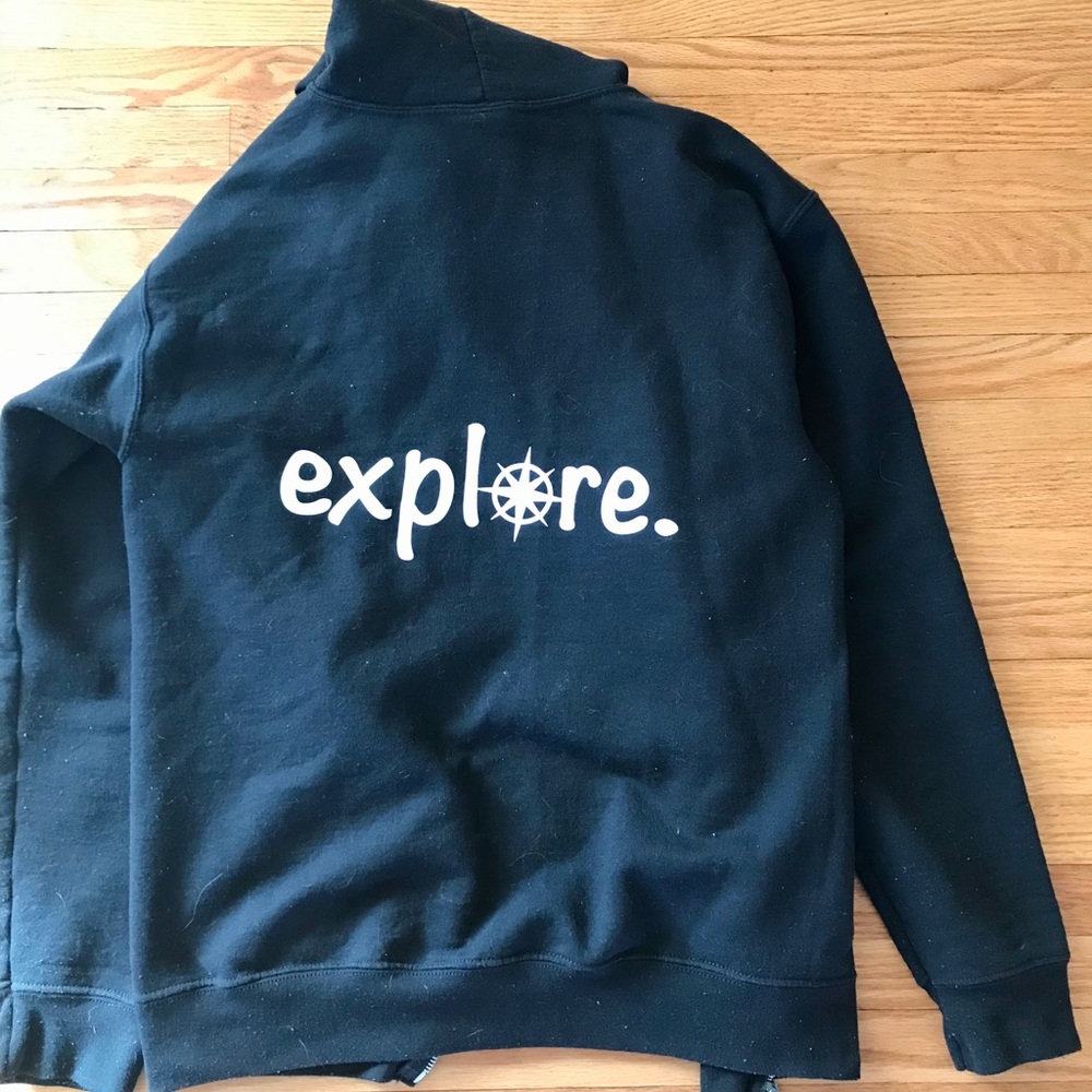 Unisex black Explore Zip Hoodie